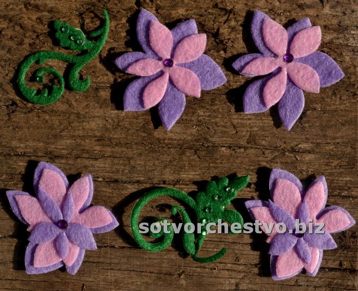 Декор из фетра - лиловые цветочки | интернет магазин Сотворчество