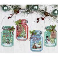 фото 70-08964 Набір для вишивання хрестом DIMENSIONS Christmas Jar Ornaments "Різдвяні баночки"