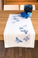 PN-0145089 Набор для вышивания крестом (дорожка на стол) Vervaco Blue butterflies "Голубые бабочки"