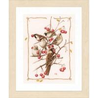PN-0162298 Набор для вышивки крестом LanArte Sparrows with Red Berries "Воробьи и брусника"