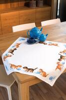 фото PN-0145097 Набір для вишивання (скатертина) Vervaco,Aida tablecloth kit playful kittens, Грайливі кіт