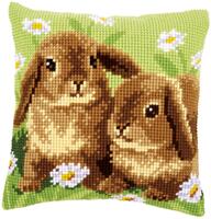 PN-0162709 Набор для вышивания несчётный крест (подушка) Two Rabbits Два кролика Vervaco