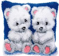 PN-0014150 Набор для вышивки подушка Белые мишки (Cute Bears), 40х40, ковровая техника Vervaco